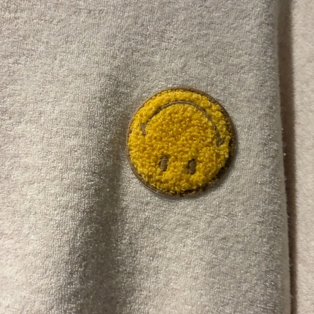 Aerie Cream Crewneck Sweater with Yellow Patch - Picture 2 of 5